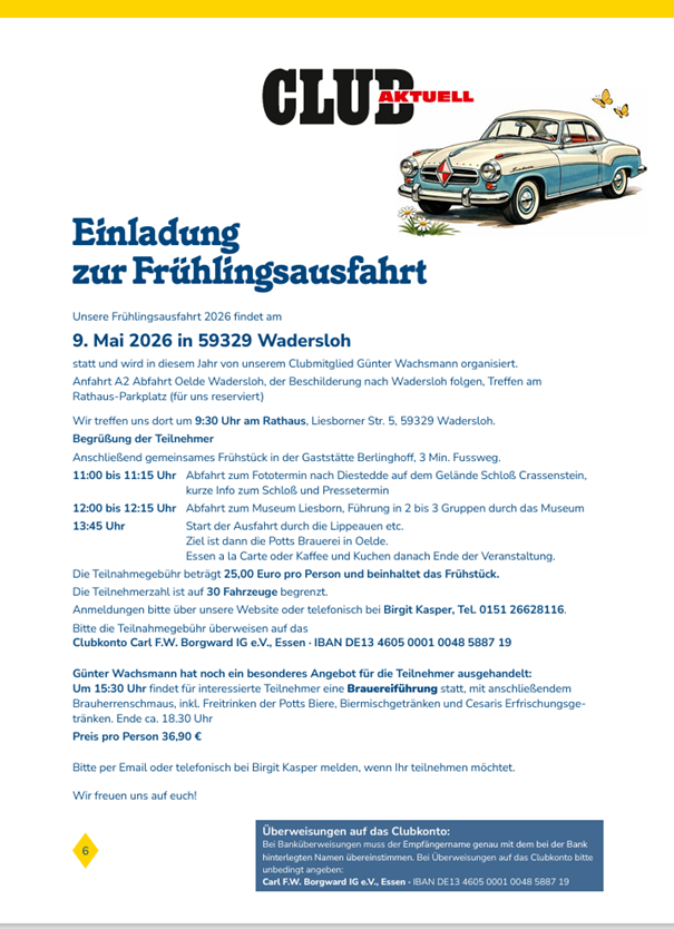 Einladung zur Fruhlingsausfahrt
